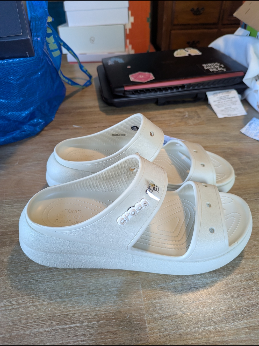 White Crocs Classic Slide Sandals